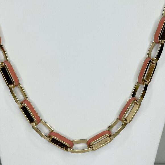 New York & Company Gold Tone and Light Pink Long Chain Link Necklace - Picture 5 of 10